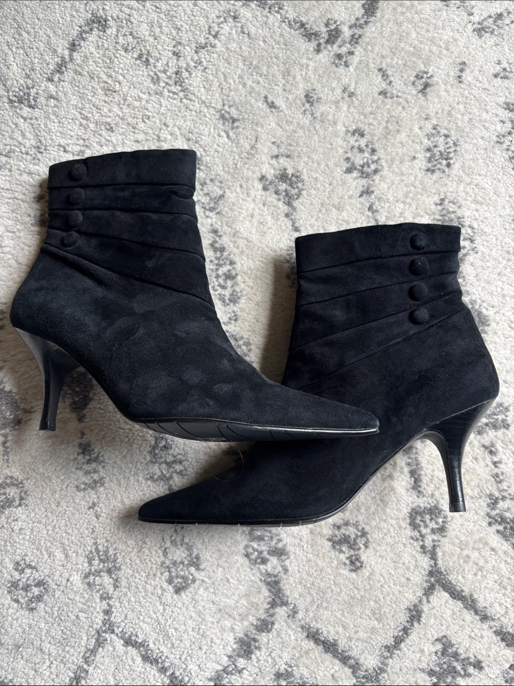 Black Faux Suede Pointed Toe Women’s stiletto heel boot